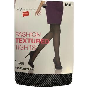 Hanes Style Essentials Tights Womens Black Fashion Textured Fishnet Size M/L
